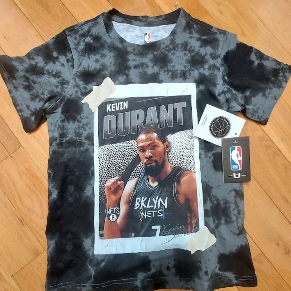 NBA Kevin Durant Youth T Shirt 10-12 Black Brooklyn Nets New $25 Sug Retail